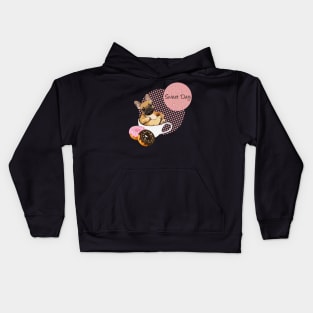 french bulldog coffee and donuts Kids Hoodie